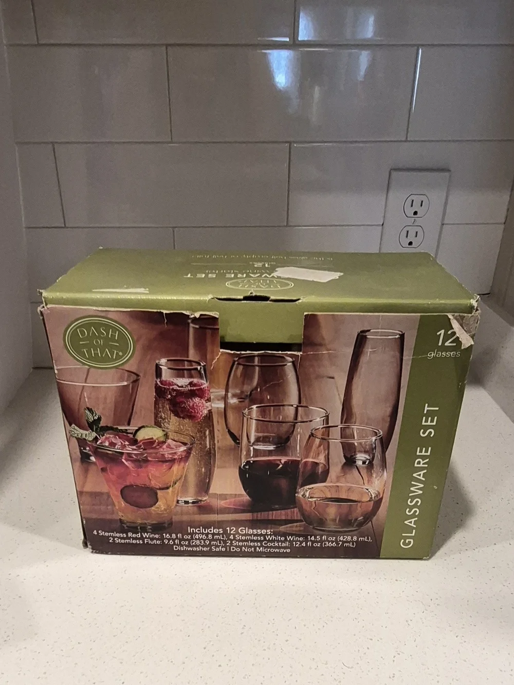 12-Piece Glassware Set in Green Box